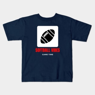 Softball vibes funny motivational design Kids T-Shirt